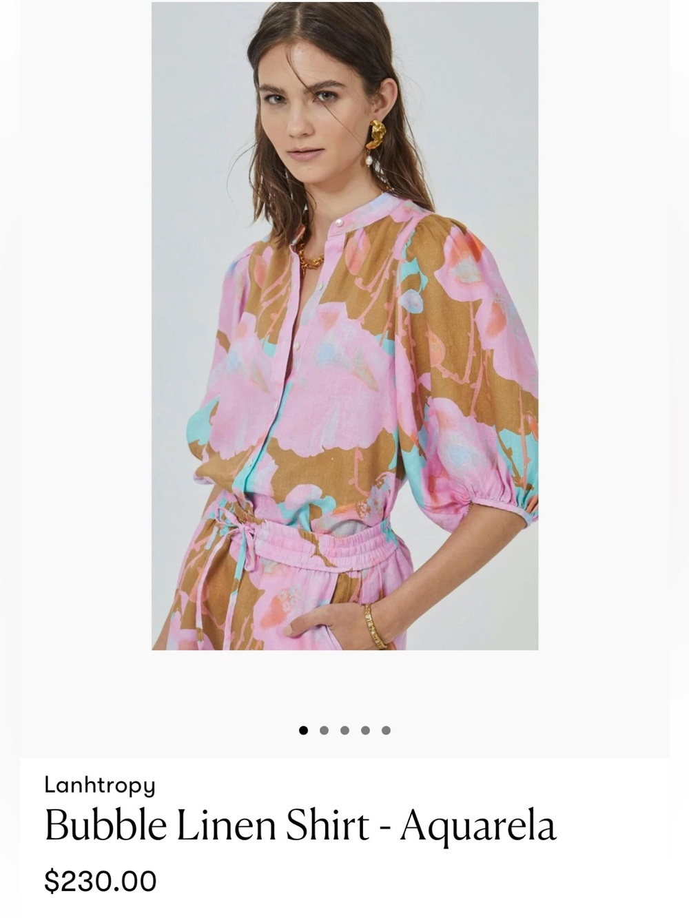 Lanhtropy bubble linen shirt in aquarela - Picture 8 of 9